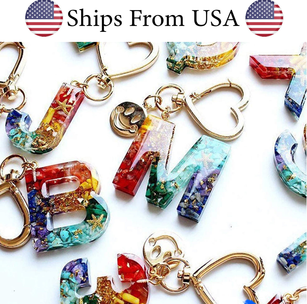 Resin letter keychain