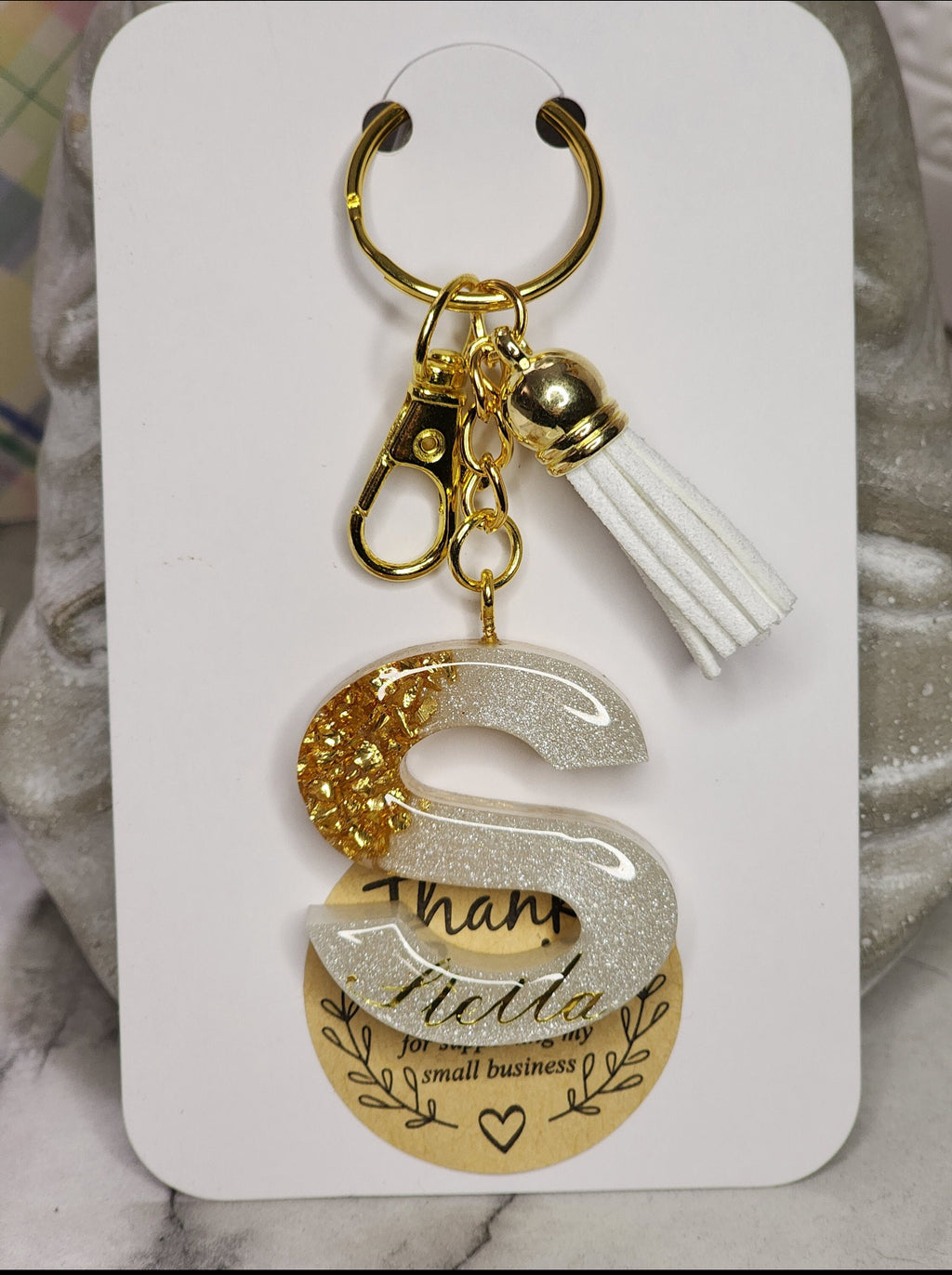 Resin letter keychain