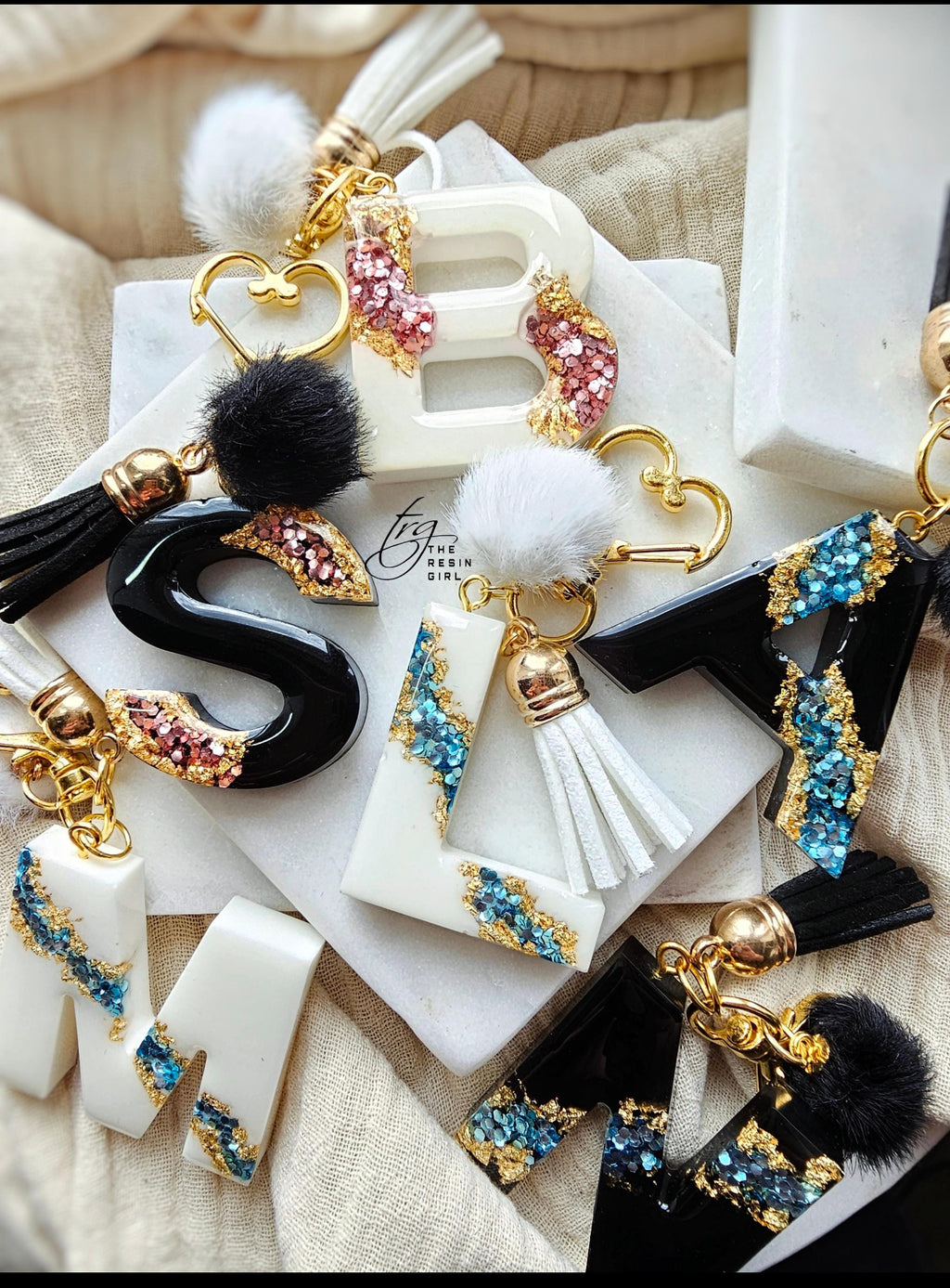 Resin letter keychain
